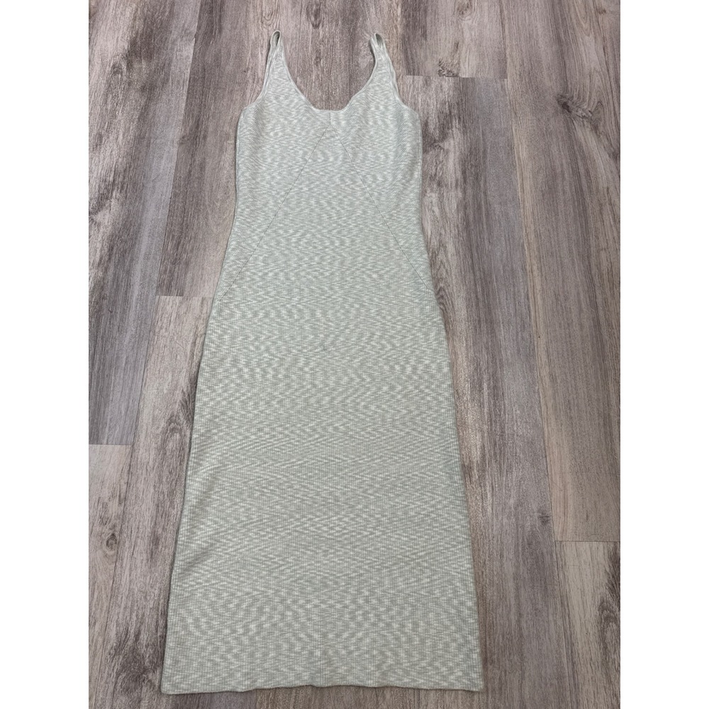 Abercrombie & Fitch Women Green Marled Ribbed V-Neck Bodycon Midi Dress XLT Tall